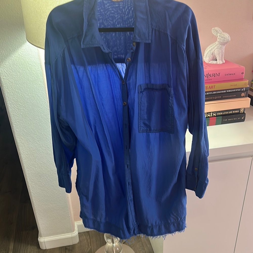 Pilcro Blue Swim Coverup with Relaxed Silhouette